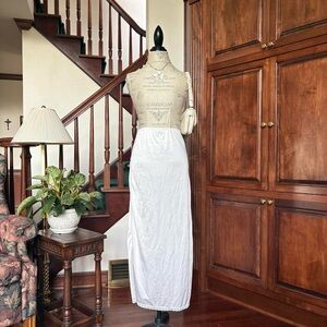 Vintage White Slip Skirt Long Lace Trim Side Slits